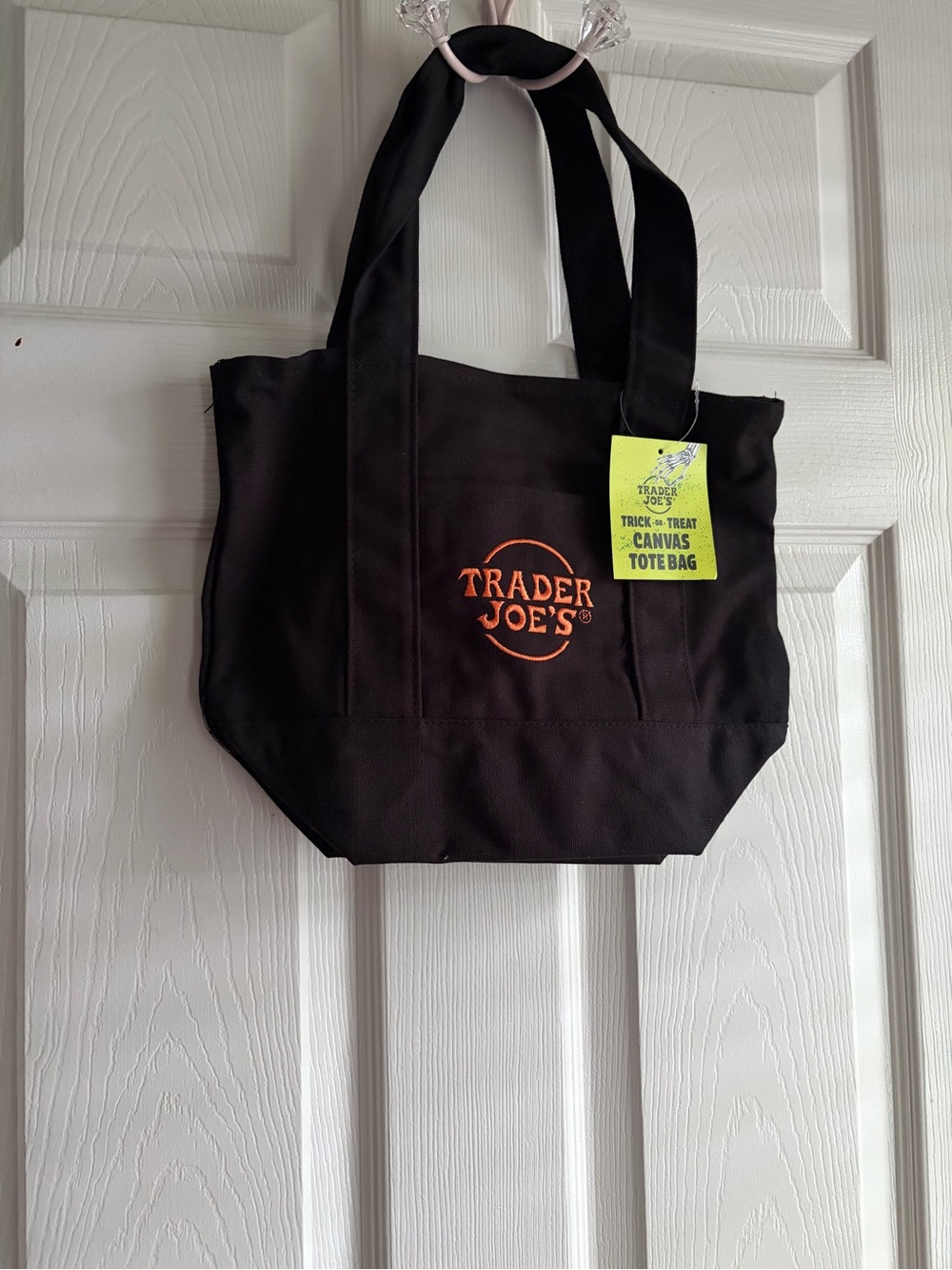 Trader Joe’s Black Canvas Tote Bag with Orange Logo